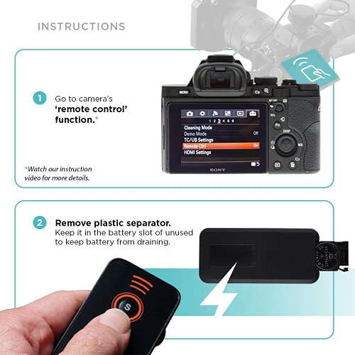 Foto&Tech IR Wireless Remote Control with Video Photo Modes Compatible with Sony A7R IV III II A7III A9 A7 A7R A7S A6600 A6500 A6400 A6300 A6000 A65 A77 A99 A900 A700 A580 NEX-7 NEX-6 (2 Pieces) - Image 5