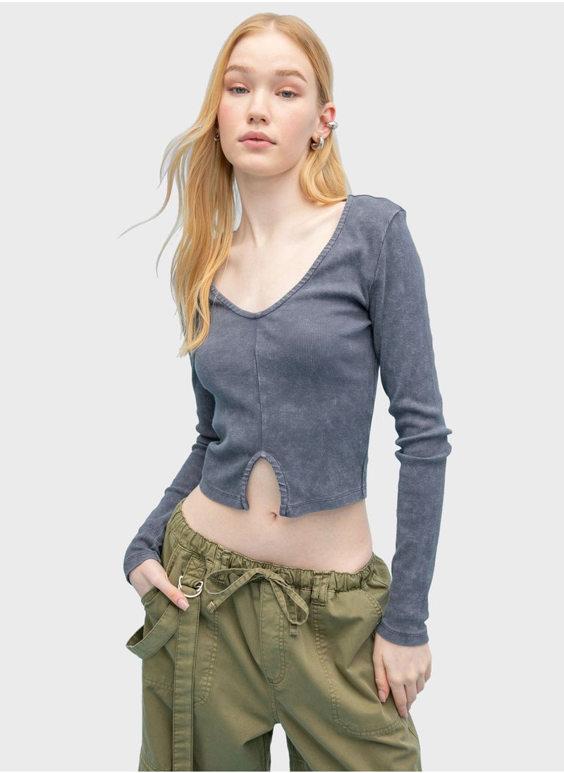 DeFacto - Fitted Long Sleeve Washable T-Shirt - Image 1