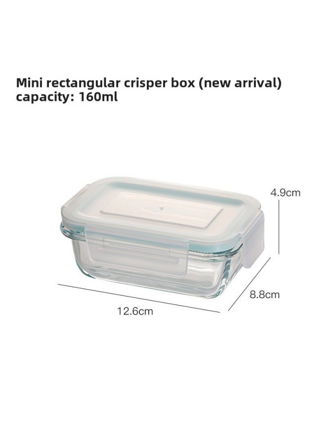 Generic - Transparent Glass Preservation Box Heat-resistant Microwave Oven Glass Lunch Box Sealed Lunch Box Refrigerator Storage Box Glass Bowl-Specifications:160ml Rectangular Without Partition-Color:Transparent - Image 1
