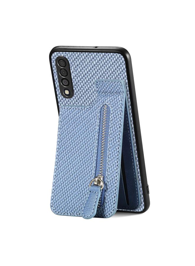 S-TOP Case For Samsung Galaxy A50 Carbon Fiber Vertical Flip Zipper Wallet Phone Case - Image 1