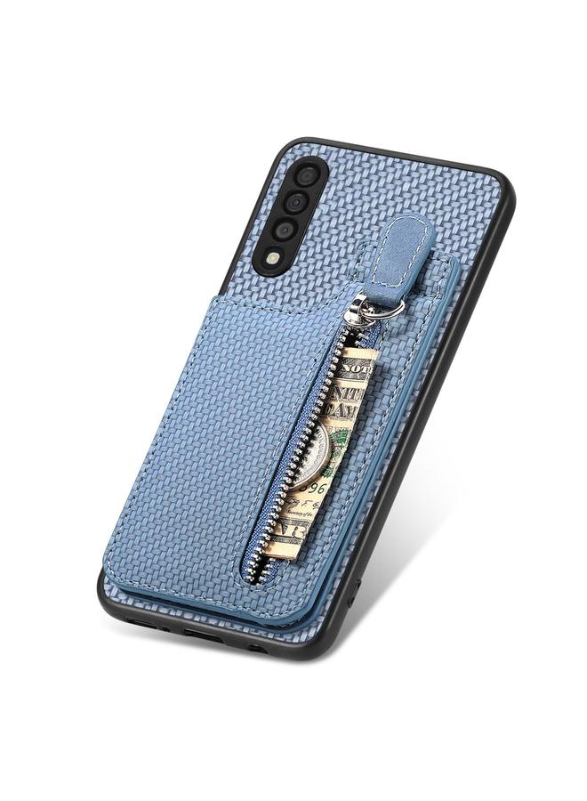 S-TOP Case For Samsung Galaxy A50 Carbon Fiber Vertical Flip Zipper Wallet Phone Case - Image 4