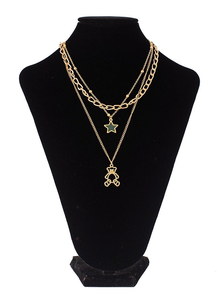 Akher el Ankoud 3 Chains Teddy Bear Necklace - Image 2