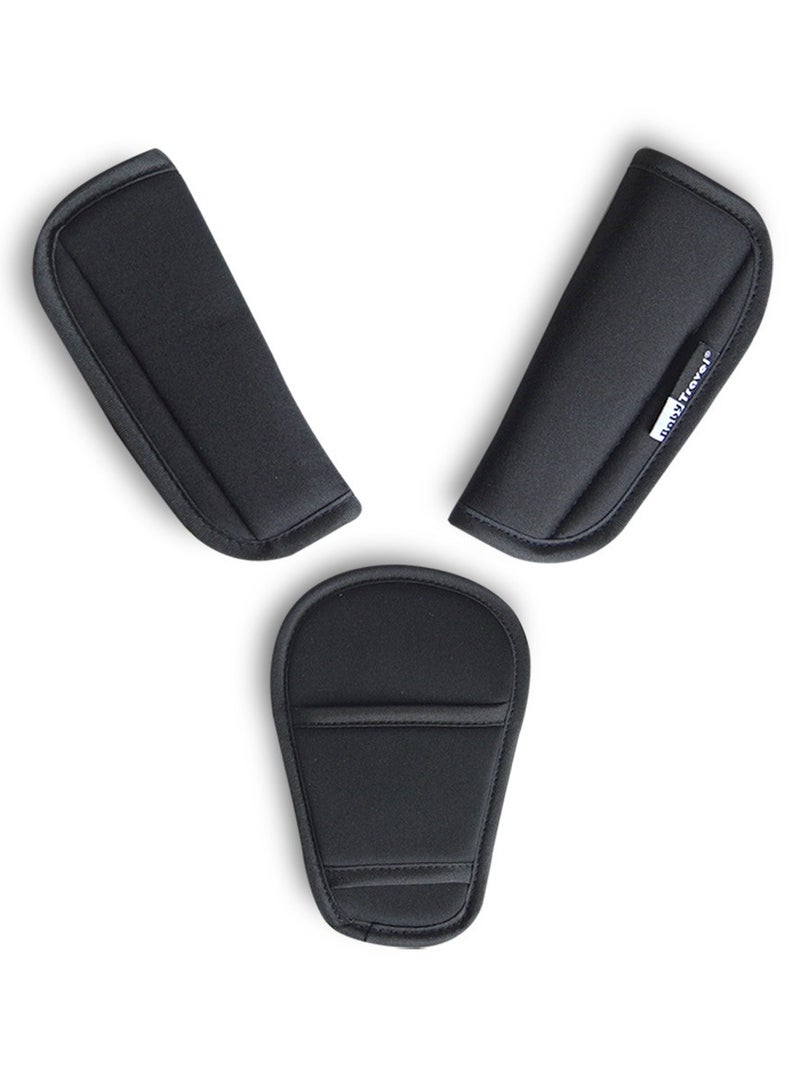 3 Pieces Baby Stroller Car Seat Strap Covers and Crotch Pad Combo, Universal Soft Seat Belt Strap Covers for Newborns Infants Kids Child, Pushchair Seat Belt Covers  - Image 1