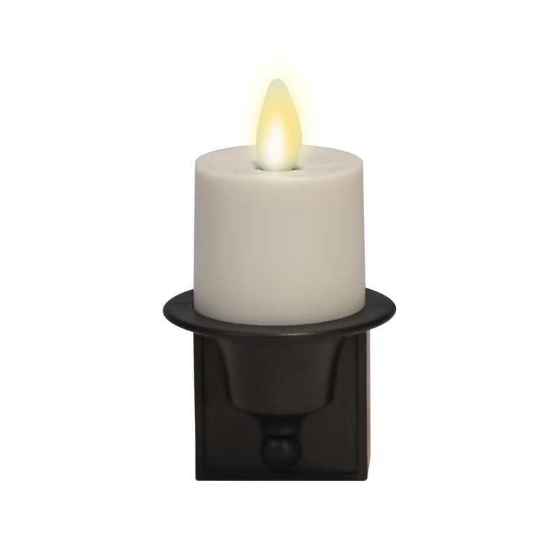 Luminara Flameless Candle Nightlight w/Dusk to Dawn Light Dark Auto Sensor, Black Wall Plug Indoor Night LED Light w/Real-Flame Effect Technology, Bathroom Bedroom Hallway, No Remote Needed - Image 2