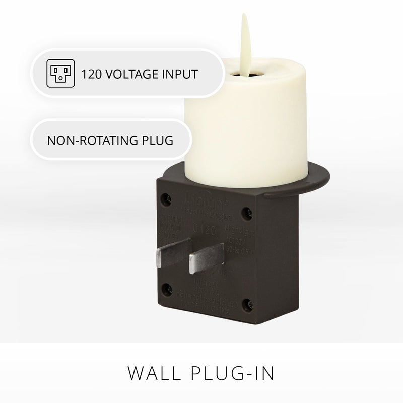 Luminara Flameless Candle Nightlight w/Dusk to Dawn Light Dark Auto Sensor, Black Wall Plug Indoor Night LED Light w/Real-Flame Effect Technology, Bathroom Bedroom Hallway, No Remote Needed - Image 3