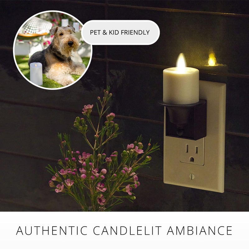 Luminara Flameless Candle Nightlight w/Dusk to Dawn Light Dark Auto Sensor, Black Wall Plug Indoor Night LED Light w/Real-Flame Effect Technology, Bathroom Bedroom Hallway, No Remote Needed - Image 5