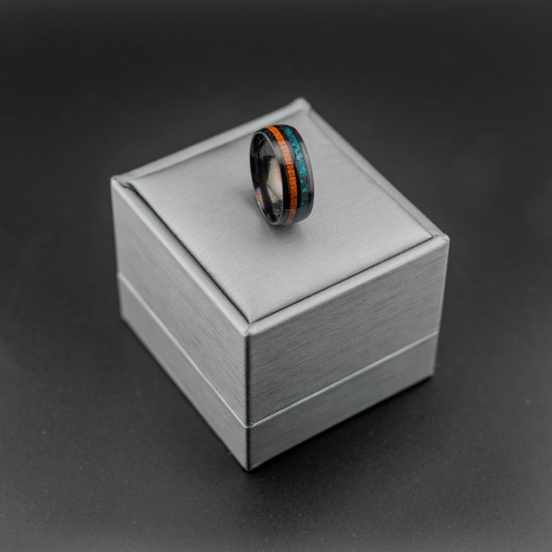 Black Brown Stainless Steel Ring For Him - Size 17 - Image 1