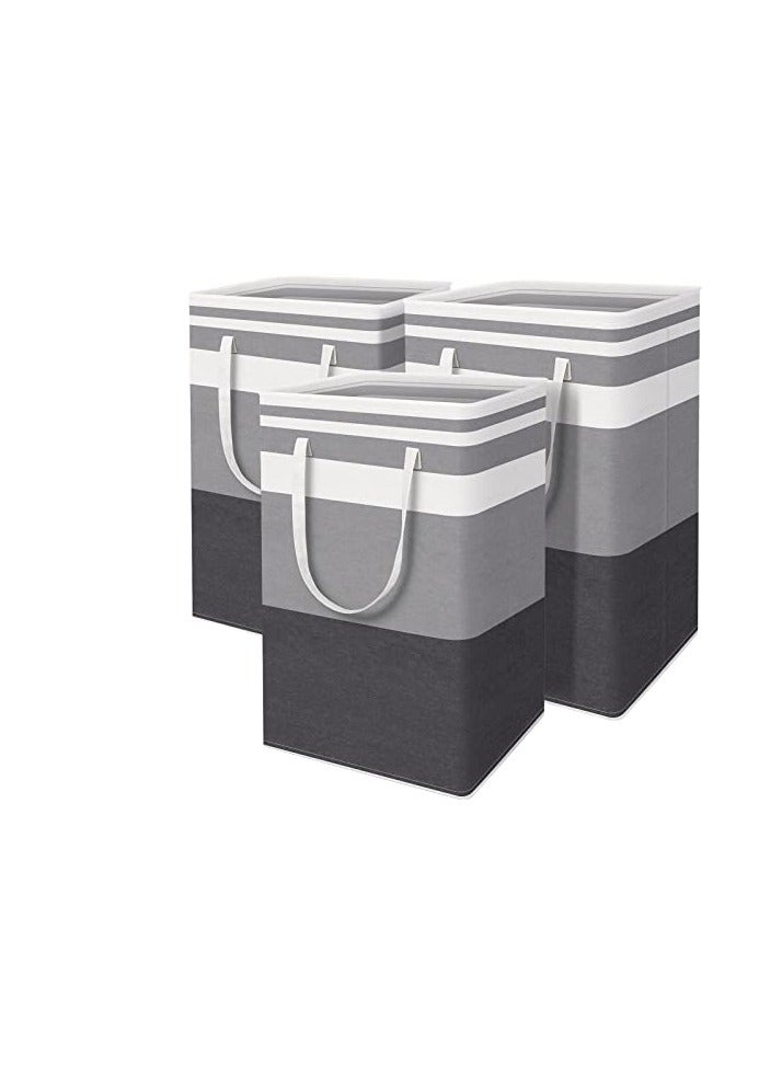 3pcs سلة الغسيل الكبيرة ، 80L للطي سلة الغسيل الكبيرة مع مقبض المحمولة مستقلة للماء سلة الغسيل لعبة سلة تخزين الملابس ( رمادي متدرج ) - Image 1