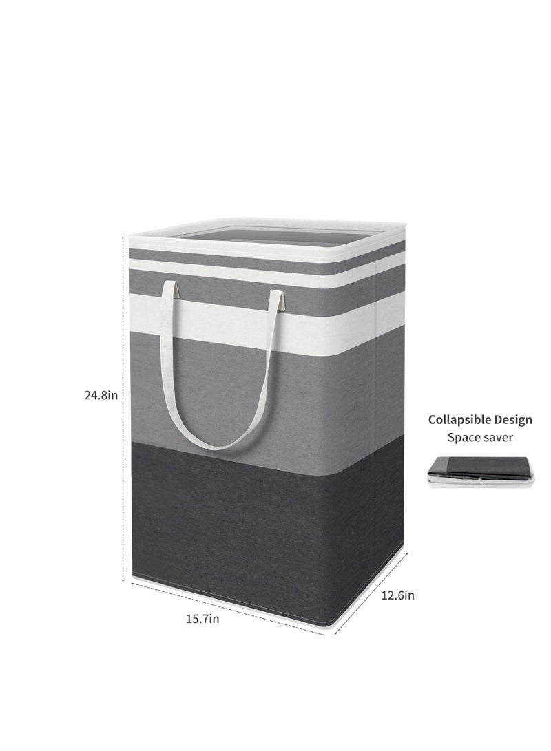 3pcs سلة الغسيل الكبيرة ، 80L للطي سلة الغسيل الكبيرة مع مقبض المحمولة مستقلة للماء سلة الغسيل لعبة سلة تخزين الملابس ( رمادي متدرج ) - Image 2