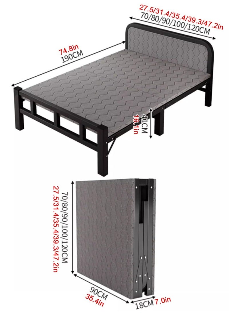 WALALLA Portable Folding Bed for Adults, 2 Person Folding Bed, Portable Sleeping Cots with Sturdy Carbon Steel Frame for Tent Office Outdoor Travel, Supports 330 lbs,Black,190x90cm - Image 3