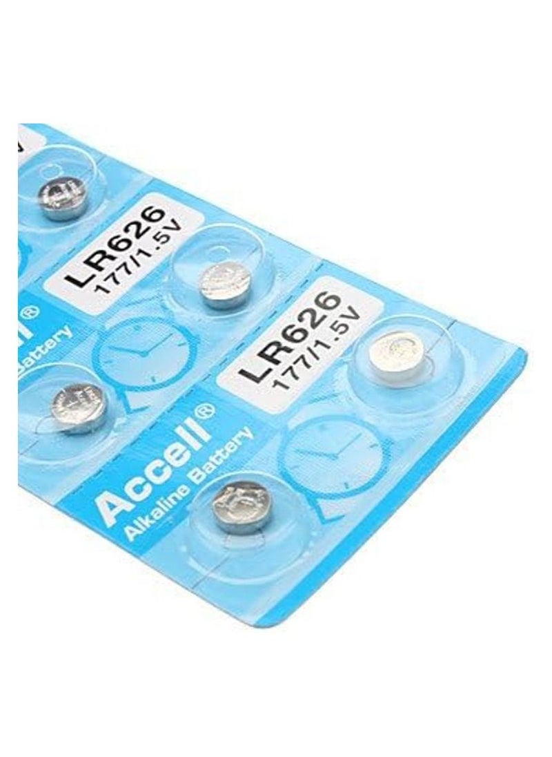 Accell - 10-Pieces Accell AG4 LR626 (177) Alkaline 1.5V Batteries - Image 1