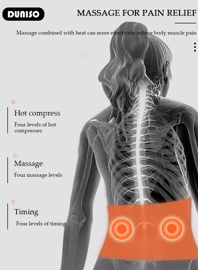 DUNISO Electric Waist Massager Lumbar Spine Traction Device Back Heating Vibration Massage Pillow Air Compression Lumbar Support Stretcher Spinal Pain Relieve for Bed, Office Chairs, Car Seats - Image 2