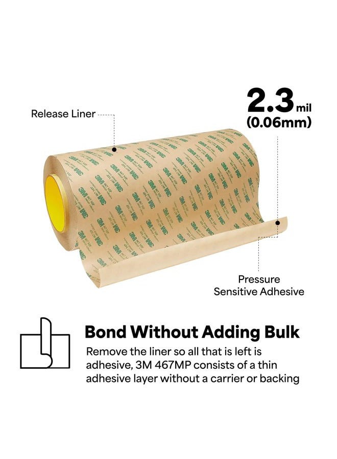 3M 12X12-12-467MP Adhesive Transfer Tape 467MP, 12" Wide, 0.33 yd. Length, Clear (Pack of 12) - Image 3