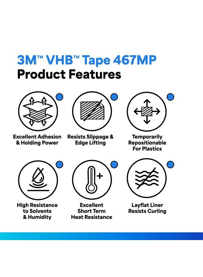 3M 12X12-12-467MP Adhesive Transfer Tape 467MP, 12" Wide, 0.33 yd. Length, Clear (Pack of 12) - Image 2