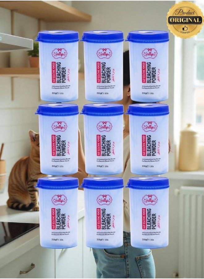 JELLY 9 Pieces Hair Bleaching Powder Oil Enriched Dust Free Blonder For Beautiful Blonde Results 200g  - Image 1