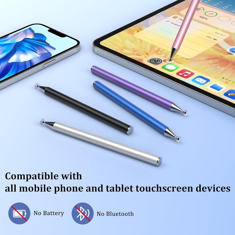 MEKO Stylus Pen for iPad, 5 Pack Precision Disc Stylus Pens for Touch Screens, Universal High Sensitivity & Fine Point Tablet Touch Screen Pen for iPad/Pro/Air/Mini/iPhone/Samsung/Google/Motorola - Image 5