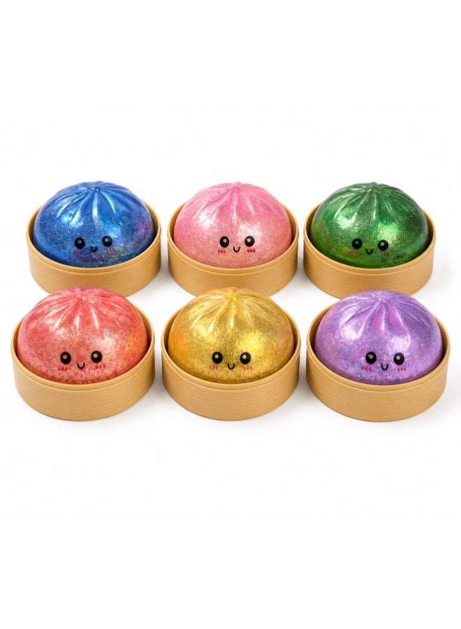 Toyland لعبة مطاطية على شكل فطيرة بريق مفردة مع حاوية على طراز الخيزران | تصميم ألوان مفاجأة غامضة | لعبة ضغط بطيئة الارتفاع | لعبة تحفيز حسية لتخفيف التوتر قابلة للجمع , العمر 3+ - Image 2