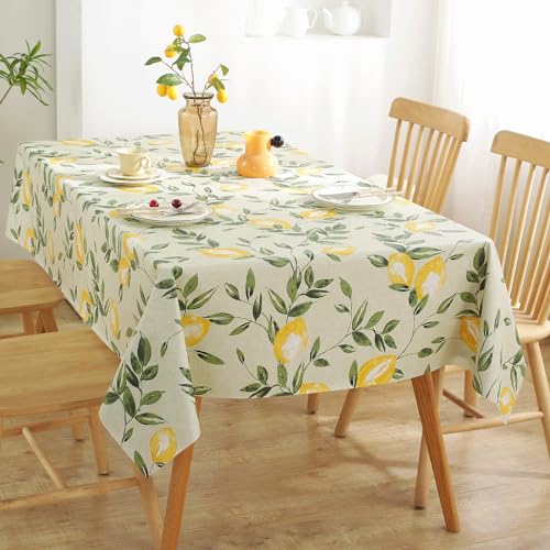 Jeloris Rectangle PVC Waterproof Lemon Tablecloth, Spring Summer Tablecloth Stain-Resistant Wipeable Wrinkle-Free Table Cover for Indoor/Outdoor, Picnic, BBQ, Dining, Party (55x70 inch) - Image 2