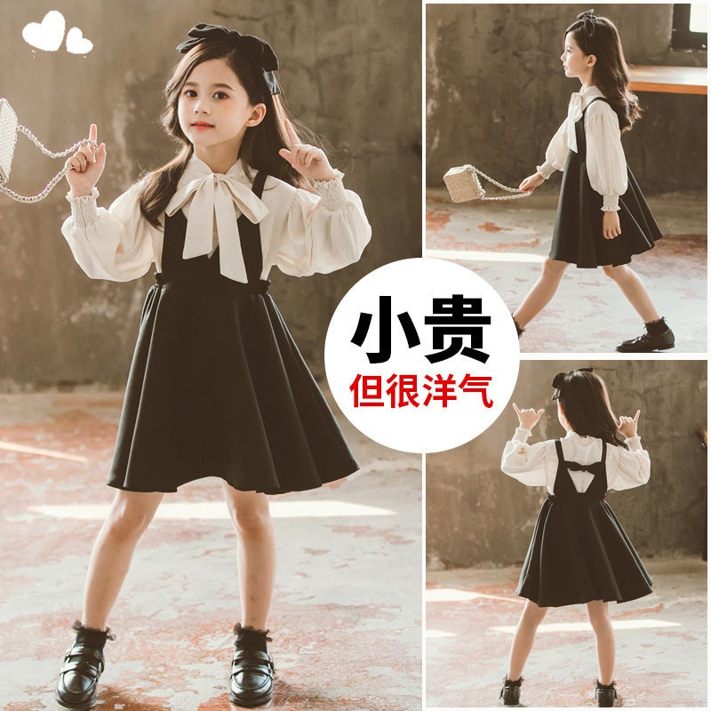Girls Dress Suit Korean Style Children'S Princess Skirt Internet Celebrity Style Spring Suspender Skirt - Image 3