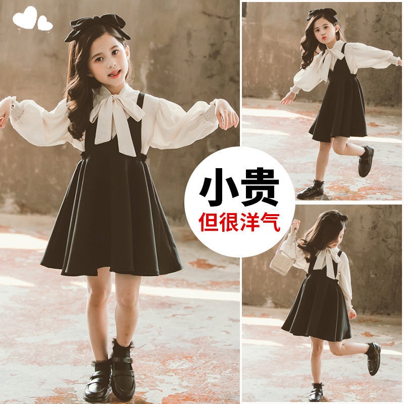 Girls Dress Suit Korean Style Children'S Princess Skirt Internet Celebrity Style Spring Suspender Skirt - Image 4