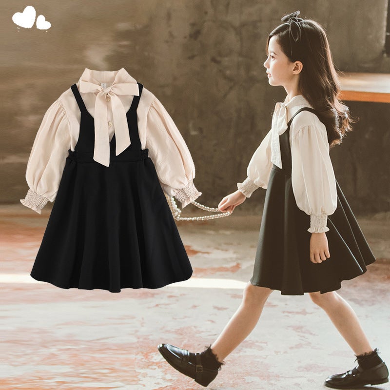 Girls Dress Suit Korean Style Children'S Princess Skirt Internet Celebrity Style Spring Suspender Skirt - Image 5