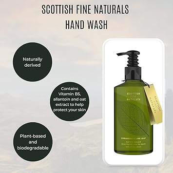 Scottish Fine Soaps Scottish Fine Naturals Hand Wash Coriander and Lime Leaf Enriched With Vitamin B5 Hydrating Soothing Regenerative Sensitive Formula Vegan Friendly 300ml - Image 2