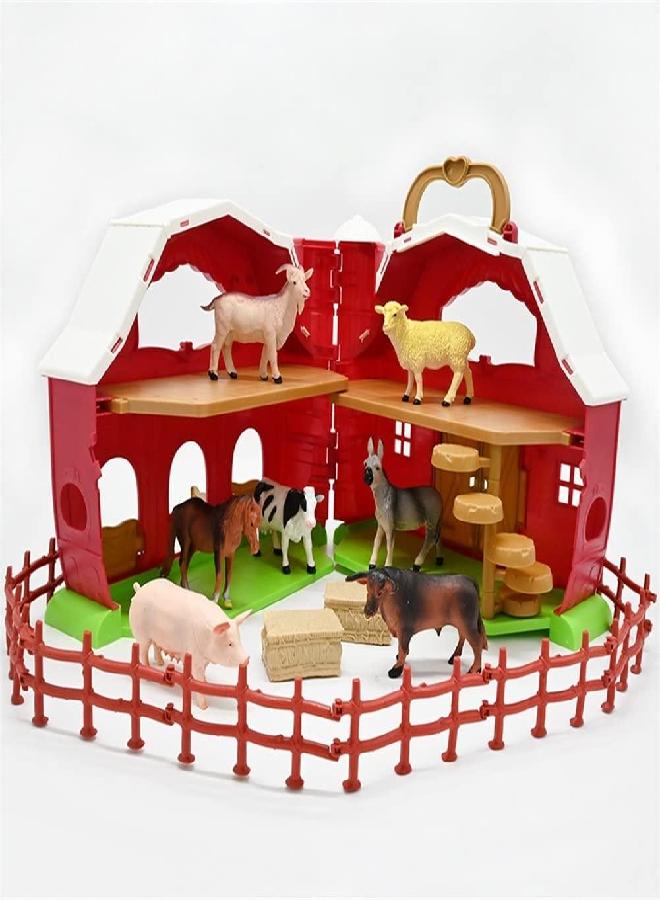 Kimicare Farm Animals Red Barn Toys, 20PCS Farm Toys Farm Figurines and Fence Farm Playset, Farm Figures Farmer Vehicle Toy Truck Pretend Play Set for 3-10 Years Old Kids Boys Girls Toddlers - Image 5