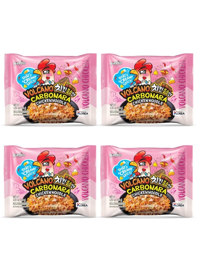 PALDO FUN & YUM Volcano Carbonara Creamy Spicy Chicken Noodle 130grams Pack of 4 - Image 3