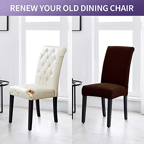 Styleys Dining Chair Cover Slipcovers, Jacquard Chair Seat Protector Removable Washable Spandex Kitchen Chair Covers for Dining Room, Set of 6, Chocolate, JLMC08 - Image 5