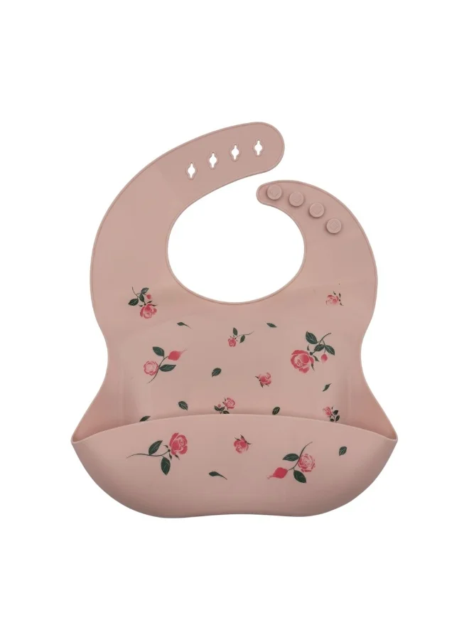 Bambimici Silicone Baby Bib - Floral Rose Print