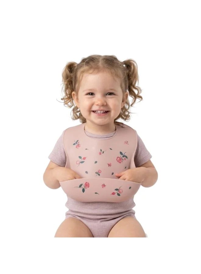 Bambimici Silicone Baby Bib - Floral Rose Print