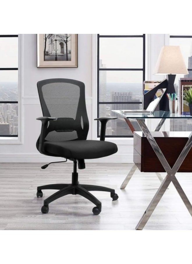 GGEROU - Ergonomic Office Chair, Home Desk Chair Height Adjustable Computer Chair with Lumbar Support Backrest Armrest Executive Rolling Swivel Back Task Chair Black - Image 1