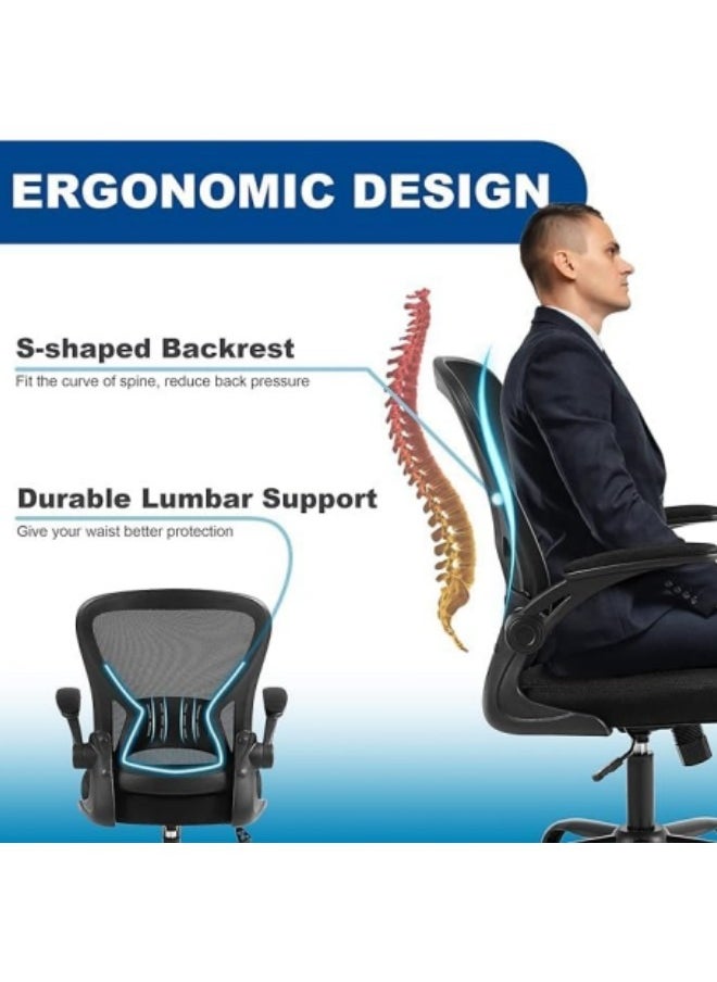 GGEROU - Ergonomic Office Chair, Home Desk Chair Height Adjustable Computer Chair with Lumbar Support Backrest Armrest Executive Rolling Swivel Back Task Chair Black - Image 1