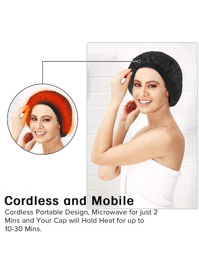 Yakiter Cordless Deep Conditioning Heat Cap, Yakiter A Hot Head Cap to Hydrate, Moisturize and Condition, 100% Natural Cotton Flaxseed Seed Interior (Black) - Image 2