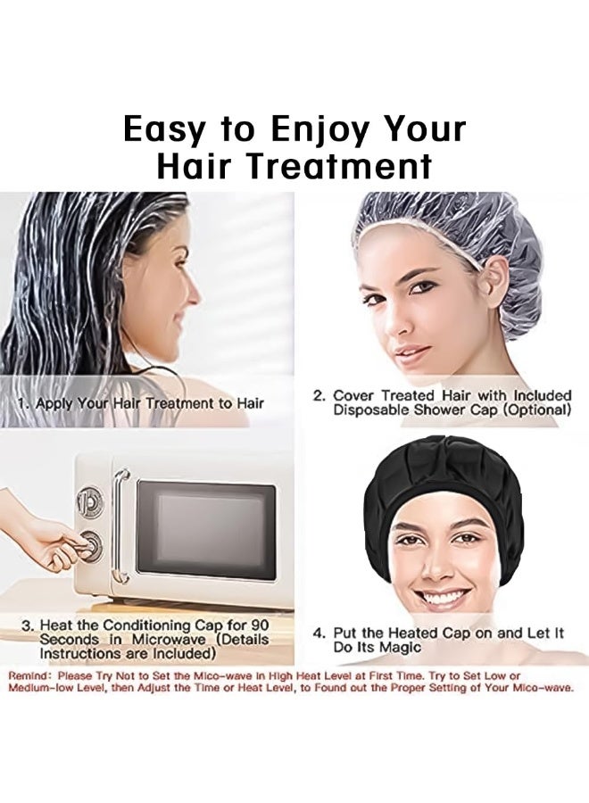 Yakiter Cordless Deep Conditioning Heat Cap, Yakiter A Hot Head Cap to Hydrate, Moisturize and Condition, 100% Natural Cotton Flaxseed Seed Interior (Black) - Image 4