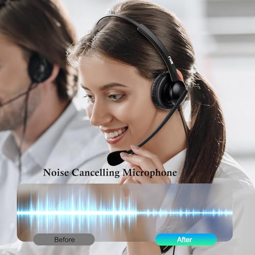 MKJ Telephone Headset for Cisco Phones, Wired Headphones with Microphone Noise Cancelling, Corded RJ9 Office Headset for Cisco CP-7821 7861 7942G 7960G 7975G CP-7841 8811 8841 8851 8861 8865 9951 - Image 3