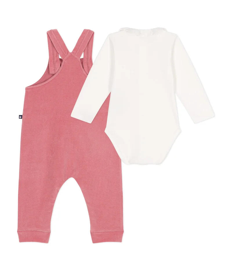 Petit Bateau Babies' velour dungaree set