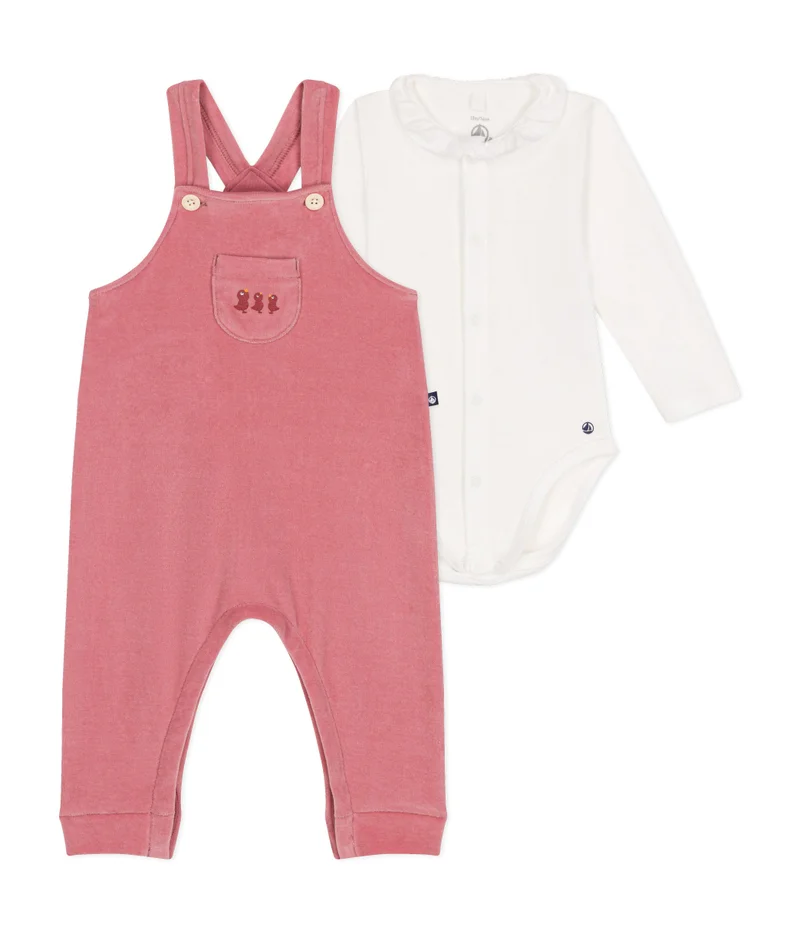Petit Bateau Babies' velour dungaree set