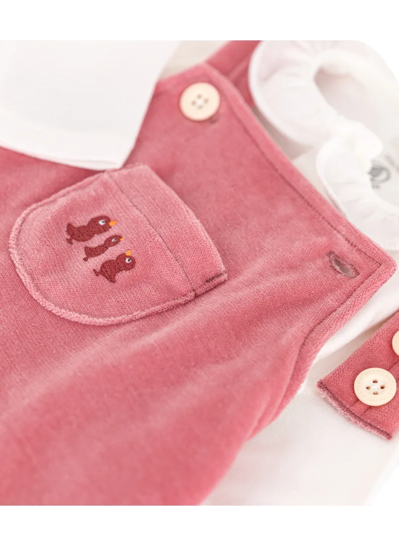 Petit Bateau Babies' velour dungaree set