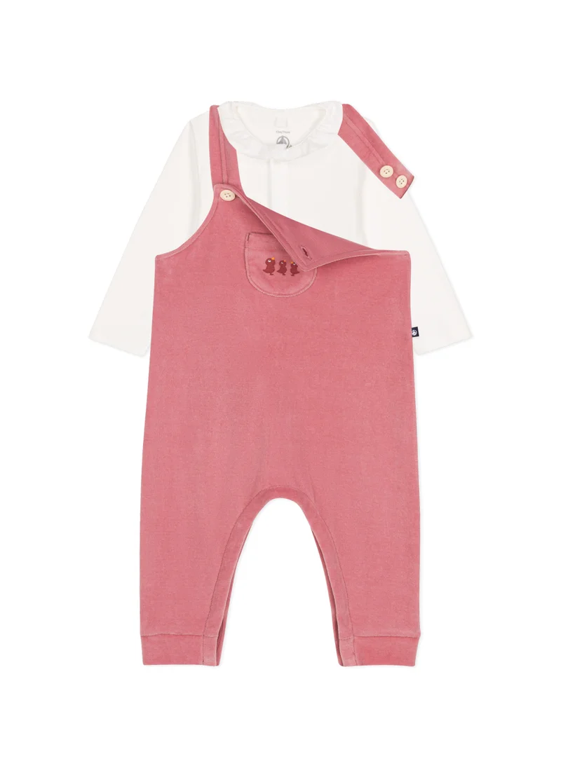 Petit Bateau Babies' velour dungaree set