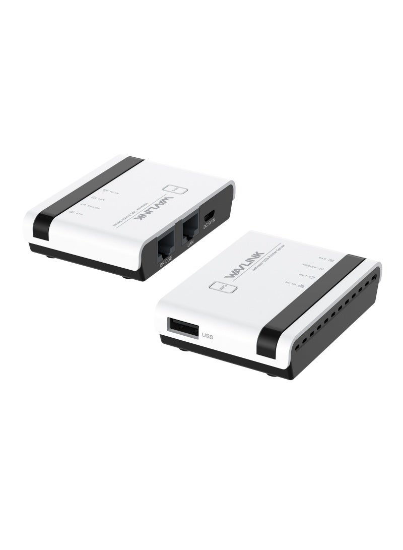 WAVLINK Wireless USB Print Server – Dual USB 2.0 Ports, 100Mbps LAN, WiFi & Bridge Modes, Compatible with Windows & Mac, Supports RAW Printers - Image 2