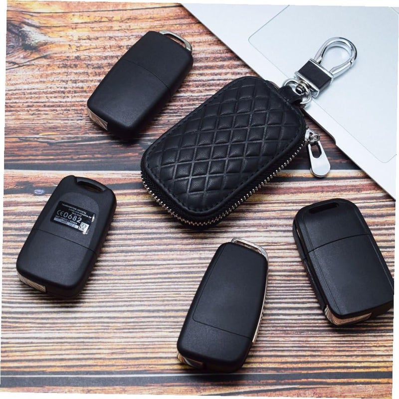 Genuine Leather Car Key Holder Pouch Universal Keyring Bag Key Hider - Image 3