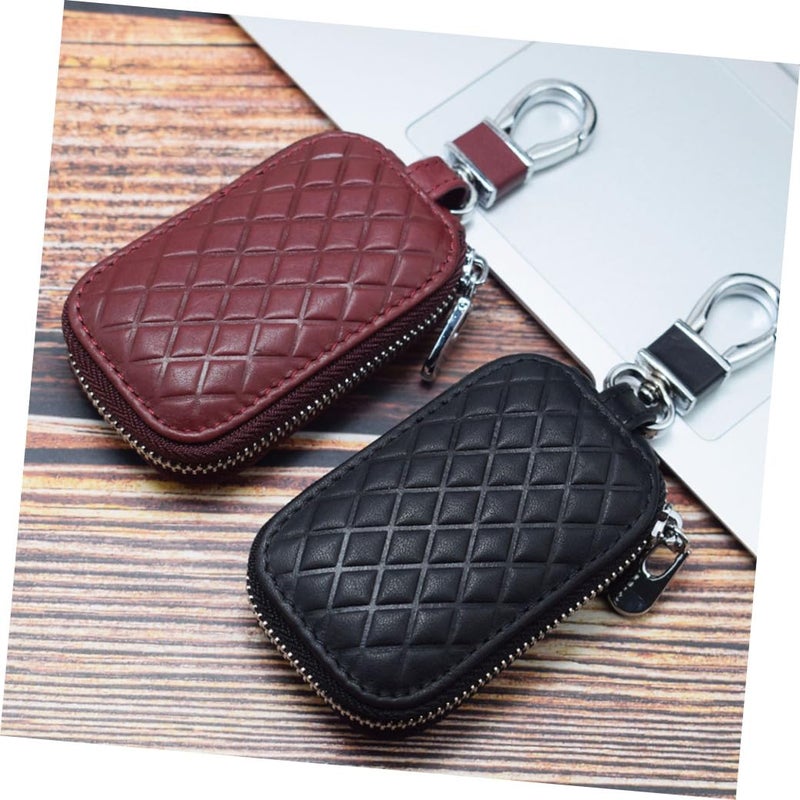 Genuine Leather Car Key Holder Pouch Universal Keyring Bag Key Hider - Image 4