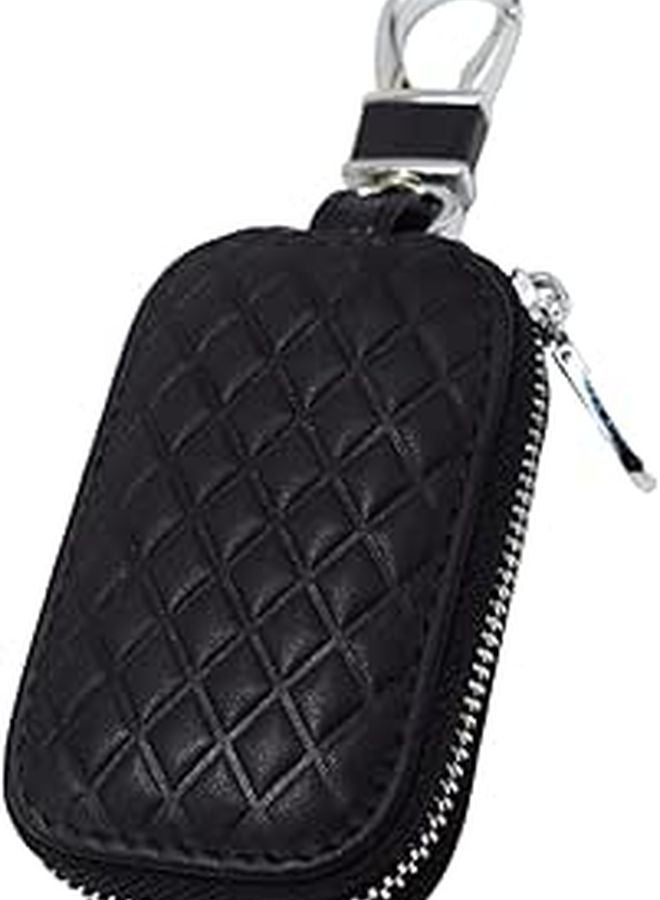 Genuine Leather Car Key Holder Pouch Universal Keyring Bag Key Hider - Image 1