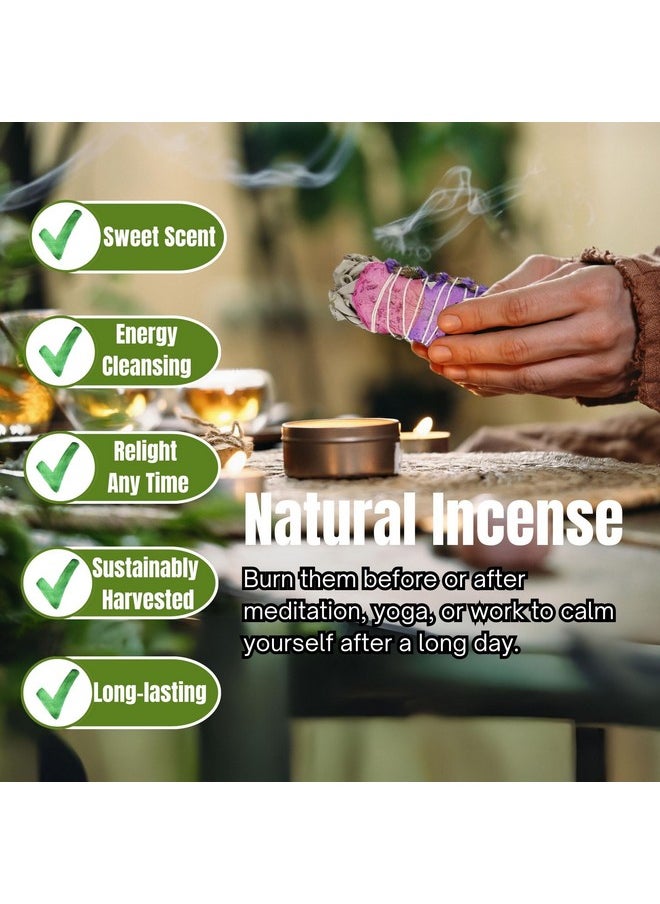 Ancientveda - Rose Petals & Organic White Sage Smudge Sticks With Flowers For Cleansing Home, Meditation, Yoga, Healing And Smudging | Sustainably Sourced California White Sage Bundles (3 Pack - 6 Inch) - Image 1