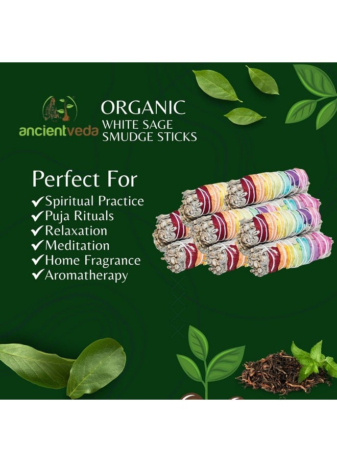 Ancientveda - Rose Petals & Organic White Sage Smudge Sticks With Flowers For Cleansing Home, Meditation, Yoga, Healing And Smudging | Sustainably Sourced California White Sage Bundles (3 Pack - 6 Inch) - Image 1