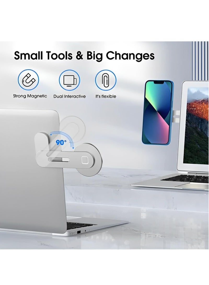 MODERN HOME Magnetic Phone Holder for Laptop, 90° Adjustable Desktop Monitor Laptop Phone Side Mount Fits All IPhone Series, Slim Portable Foldable Computer Monitor Expansion Bracket for Mobile Phone  - Image 2