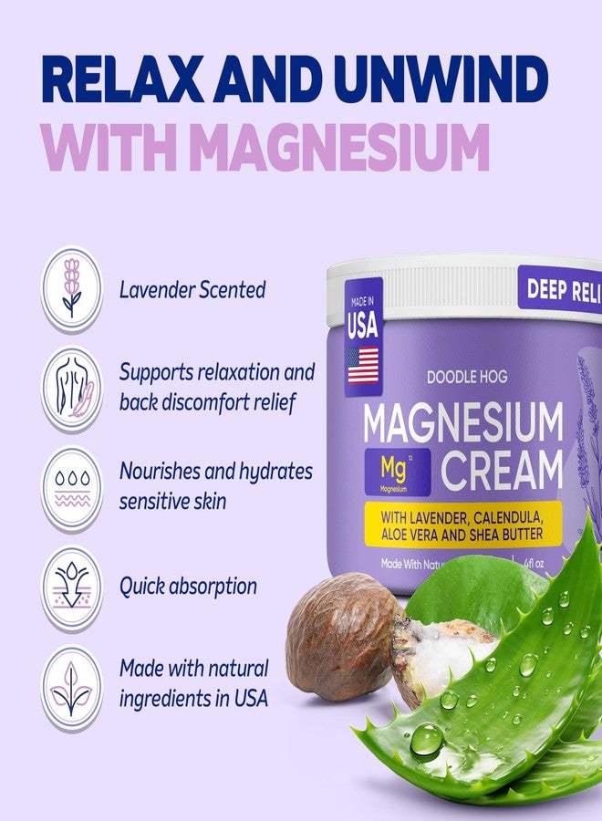 DOODLE HOG Magnesium Cream for Pain, Deep Relief for Muscles & Joints with Calendula, Aloe Vera and Shea Butter, Topical Magnesium Lotion for Sleep, Safe for Kids (4 oz, Lavender - Image 2