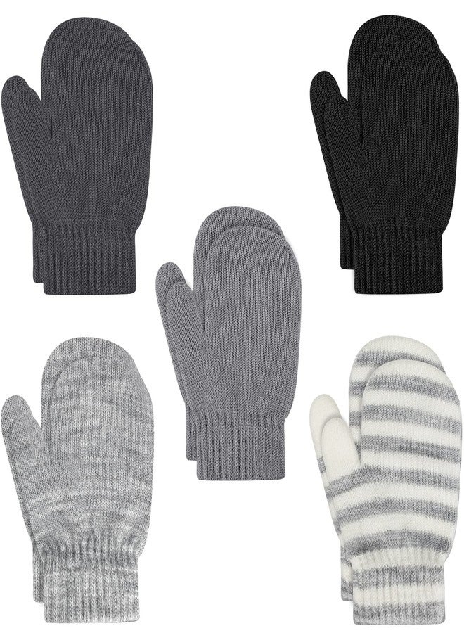 ONESING 5 Pair Toddler Mittens Magic Stretch Knit Toddler gloves for Unisex Baby Warm Gloves for Kids, Mixcolor, One size - Image 1