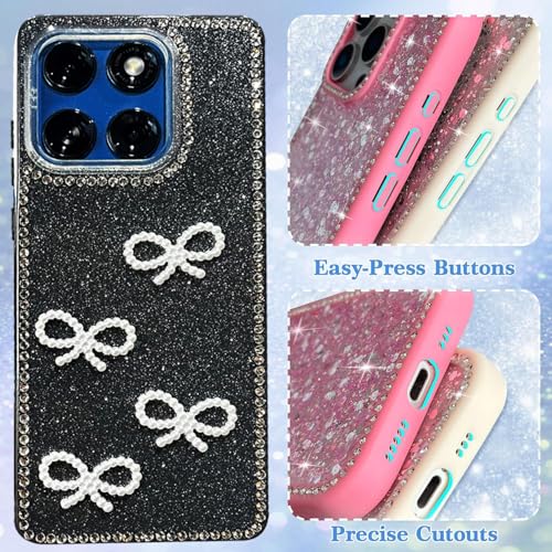 DIZORO for Motorola Moto Edge 60 Fusion 5G / Edge 60 5G Cover,Cute Bow Tie Aesthetic Phone Case,Trendy Slim Hard IMD Shockproof Protective Bumper Designer Phone Back Cover for Women Girls Black - Image 3